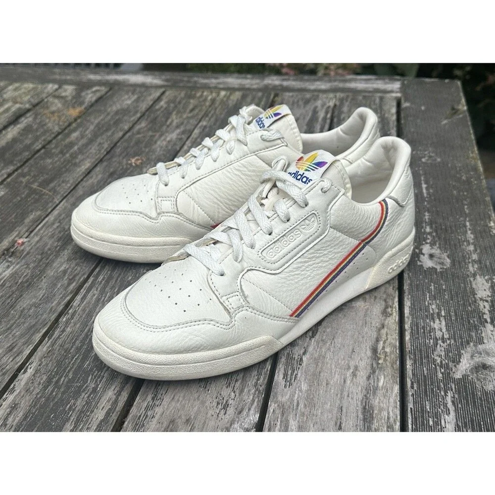 Adidas Continental 80 Pride Off-White Mens Size 11 Athletic Lace Sneakers EF2318